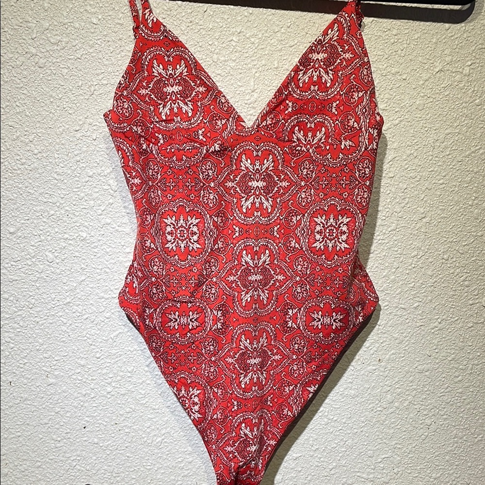 Red Paisley One-Piece Swimsuit
